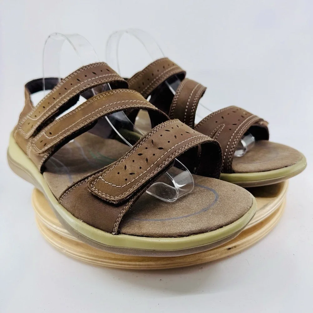 Orthofeet 932 Malibu Sandals Womens 12 D Wide Brown Leather Comfort Shoes - Picture 3 of 8